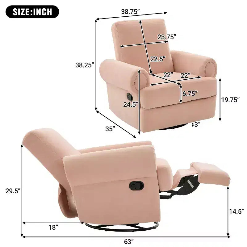 Fauteuil inclinable manuel pivotant Christopher Knight Home Dravok moderne en chenille avec dossier réglable