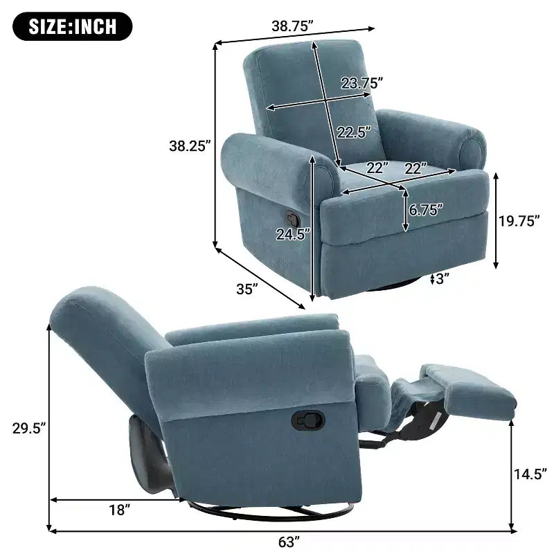 Fauteuil inclinable manuel pivotant Christopher Knight Home Dravok moderne en chenille avec dossier réglable