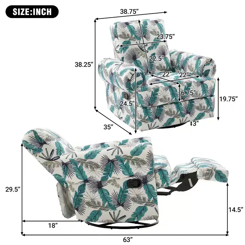 Fauteuil inclinable manuel pivotant Christopher Knight Home Dravok moderne en chenille avec dossier réglable