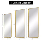 Miroir pleine longueur rectangulaire arrondi en alliage d'aluminium doré de 71x28 pouces (miroir profond - sans support)