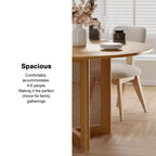 PexFix 52 x 52 Table de salle à manger de ferme ronde en bois naturel avec pieds en rotin tressé pour cuisine, bar, salon