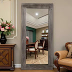 Miroir pleine longueur mural rectangulaire en bois massif marron 71x31 pouces, d'occasion, sans support de fixation
