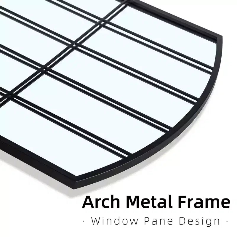 Miroir pleine longueur noir 67x28 pouces avec cadre en fer et micro-arche à angle droit (sans support)