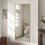 Miroir pleine longueur noir 67x28 pouces avec cadre en fer et micro-arche à angle droit (sans support)
