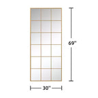 Miroir pleine longueur noir 67x28 pouces avec cadre en fer et micro-arche à angle droit (sans support)