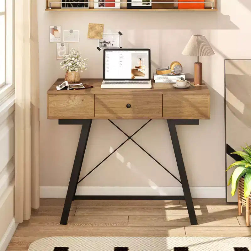 Coiffeuse Costway avec Miroir Rabattable Table de Maquillage avec Prises de Courant et Tiroir