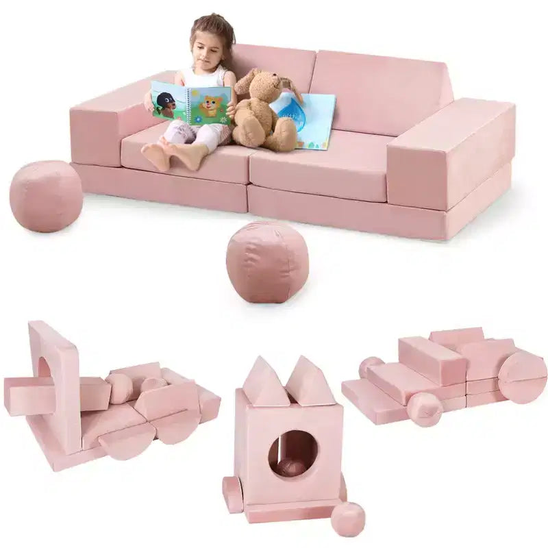 Canapé pour enfants 12 pièces, canapé de jeu modulaire pour enfants pour stimuler la créativité, canapé modulable, mobilier de chambre et de salle de jeux pour tout-petits, pour dormir et lire