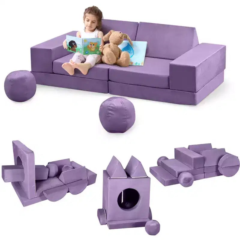 Canapé pour enfants 12 pièces, canapé de jeu modulaire pour enfants pour stimuler la créativité, canapé modulable, mobilier de chambre et de salle de jeux pour tout-petits, pour dormir et lire