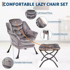 Fauteuil relax avec repose-pieds, Fauteuil de salon moderne, Fauteuil canapé de loisir, Fauteuil de lecture avec poche latérale pour salon, chambre, dortoir et bureau