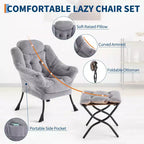 Fauteuil relax avec repose-pieds, Fauteuil de salon moderne, Fauteuil canapé de loisir, Fauteuil de lecture avec poche latérale pour salon, chambre, dortoir et bureau