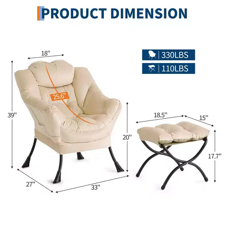 Fauteuil relax avec repose-pieds, Fauteuil de salon moderne, Fauteuil canapé de loisir, Fauteuil de lecture avec poche latérale pour salon, chambre, dortoir et bureau