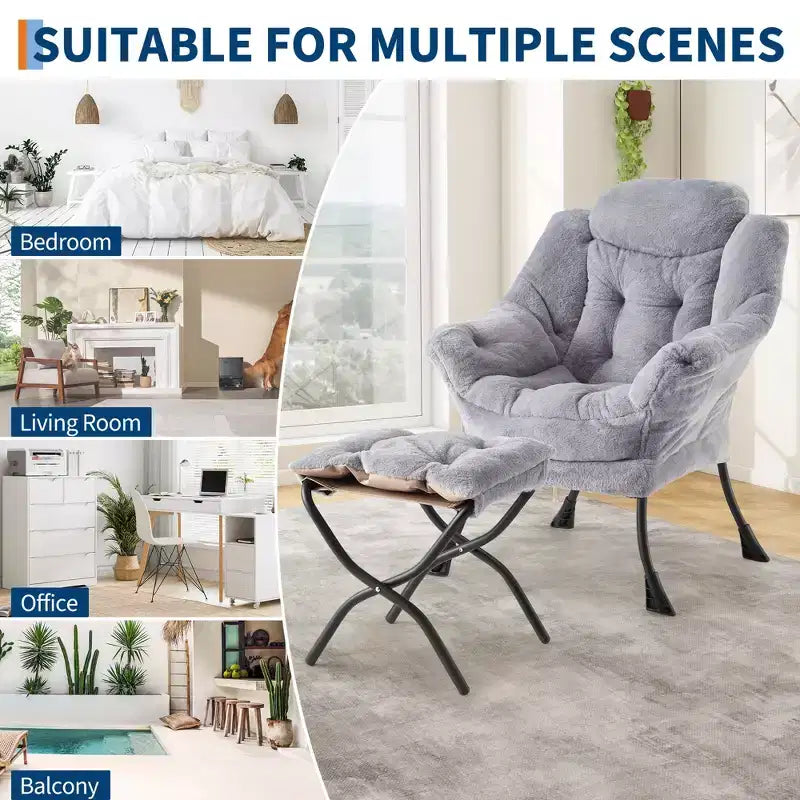 Fauteuil relax avec repose-pieds, Fauteuil de salon moderne, Fauteuil canapé de loisir, Fauteuil de lecture avec poche latérale pour salon, chambre, dortoir et bureau