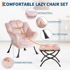Fauteuil relax avec repose-pieds, Fauteuil de salon moderne, Fauteuil canapé de loisir, Fauteuil de lecture avec poche latérale pour salon, chambre, dortoir et bureau