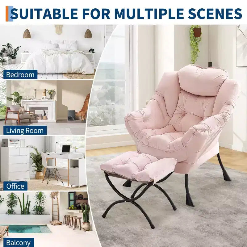 Fauteuil relax avec repose-pieds, Fauteuil de salon moderne, Fauteuil canapé de loisir, Fauteuil de lecture avec poche latérale pour salon, chambre, dortoir et bureau