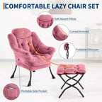 Fauteuil relax avec repose-pieds, Fauteuil de salon moderne, Fauteuil canapé de loisir, Fauteuil de lecture avec poche latérale pour salon, chambre, dortoir et bureau