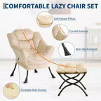 Fauteuil relax avec repose-pieds, Fauteuil de salon moderne, Fauteuil canapé de loisir, Fauteuil de lecture avec poche latérale pour salon, chambre, dortoir et bureau