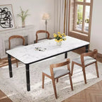 Grande table à manger industrielle de 198 cm pour 6 personnes avec pieds en métal robustes et coins chanfreinés pour salle à manger, cuisine et salon