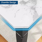 Grande table à manger industrielle de 198 cm pour 6 personnes avec pieds en métal robustes et coins chanfreinés pour salle à manger, cuisine et salon