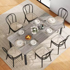 Grande table à manger industrielle de 198 cm pour 6 personnes avec pieds en métal robustes et coins chanfreinés pour salle à manger, cuisine et salon