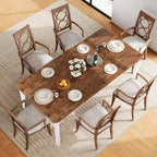 Grande table à manger industrielle de 198 cm pour 6 personnes avec pieds en métal robustes et coins chanfreinés pour salle à manger, cuisine et salon
