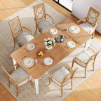 Grande table à manger industrielle de 198 cm pour 6 personnes avec pieds en métal robustes et coins chanfreinés pour salle à manger, cuisine et salon