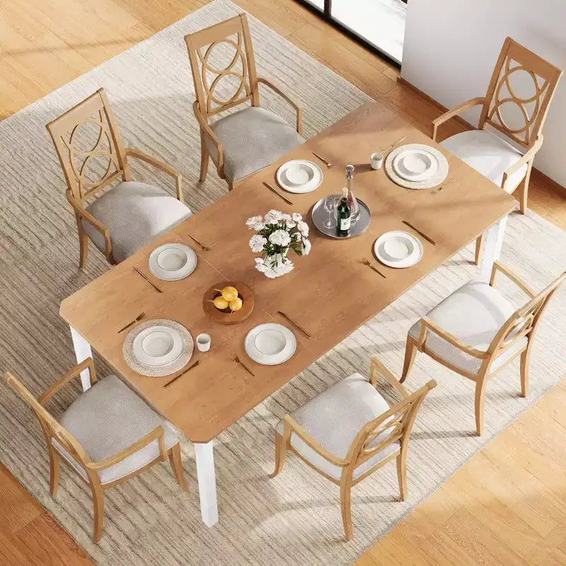 Grande table à manger industrielle de 198 cm pour 6 personnes avec pieds en métal robustes et coins chanfreinés pour salle à manger, cuisine et salon