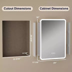 Armoire à pharmacie miroir à LED, montage en saillie ou encastré, éclairage à intensité variable 3 couleurs, anti-buée, USB et prise de courant