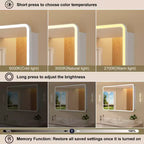 Armoire à pharmacie miroir à LED, montage en saillie ou encastré, éclairage à intensité variable 3 couleurs, anti-buée, USB et prise de courant