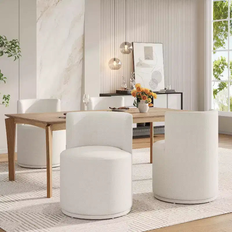 Christopher Knight Home Morrick Ensemble de 5 chaises de salle à manger pivotantes rembourrées de style moderne du milieu du siècle avec table en bois d'hévéa