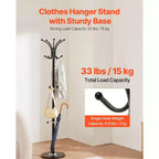 VEVOR Porte-Manteau Sur Pied, Porte-Manteaux en Métal avec Porte-Parapluie, Base Stable en Marbre & 14 Crochets, Arbre à Manteaux pour Hall d'Entrée, Chambre, Noir