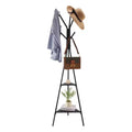 VEVOR Coat Rack, Freestanding Coats Rack Stand with 2 Shelves & 6 Hooks, Free Standing Hall Coat Tree for Entryway, Bedroom, Living Room, Black