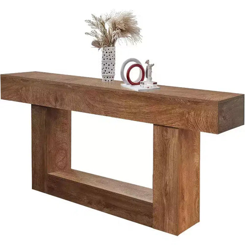 63 Inch Farmhouse Console Table for Entryway, Slim Wood Sofa Table Behind Couch with Storage, Rustic Hallway Furniture for Foyer, Entrance