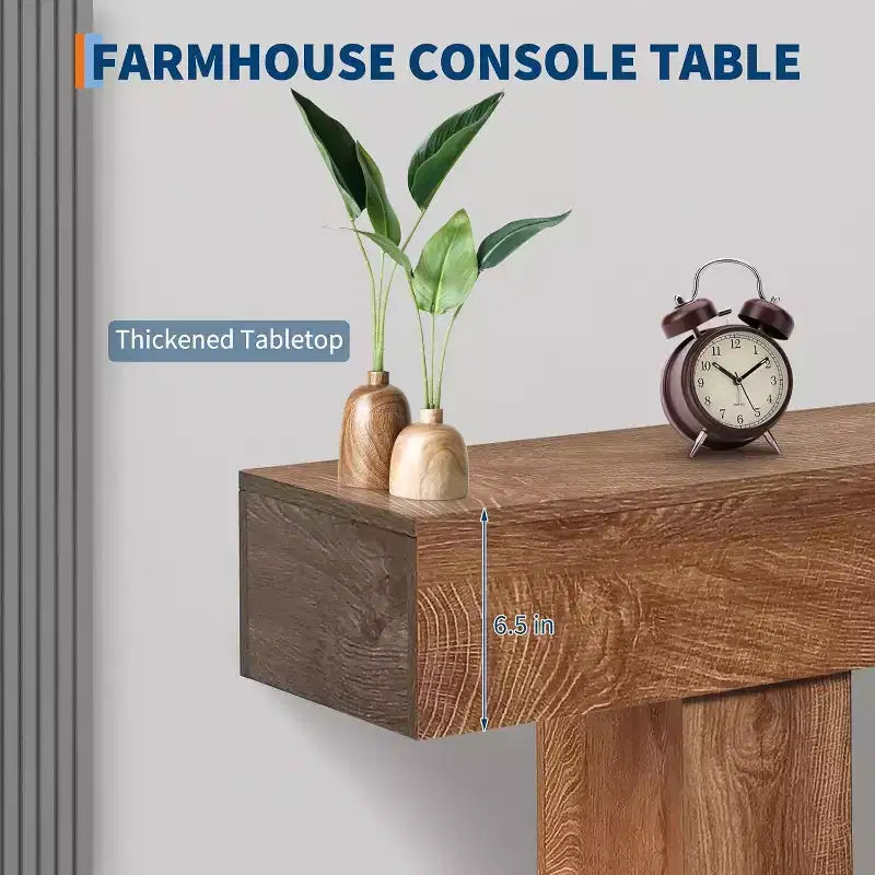 Console de ferme de 63 pouces pour entrée, table de canapé étroite en bois derrière le canapé avec rangement, meuble de couloir rustique pour hall d'entrée