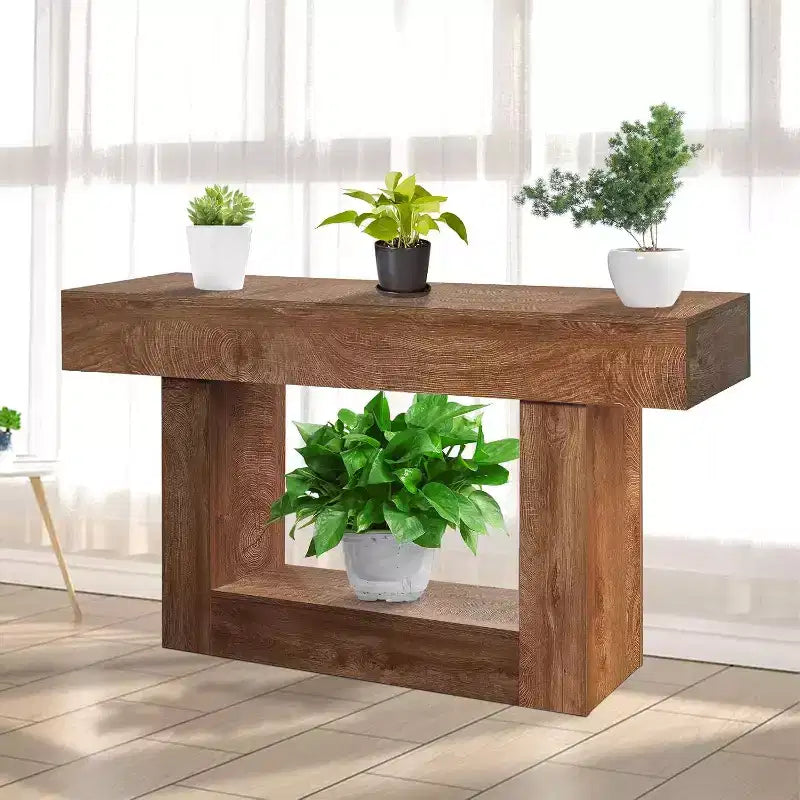 Console de ferme de 63 pouces pour entrée, table de canapé étroite en bois derrière le canapé avec rangement, meuble de couloir rustique pour hall d'entrée