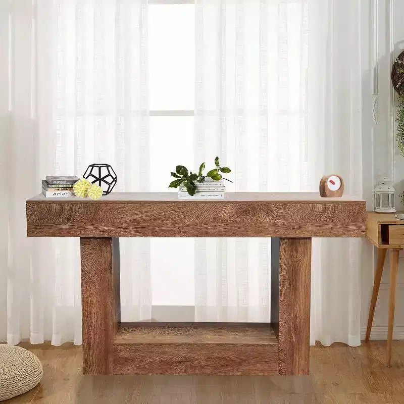 Console de ferme de 63 pouces pour entrée, table de canapé étroite en bois derrière le canapé avec rangement, meuble de couloir rustique pour hall d'entrée