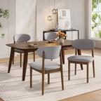 Ensemble de salle à manger capitonné en bois d'hévéa, 5 pièces, style milieu de siècle, Christopher Knight Home Volgrun