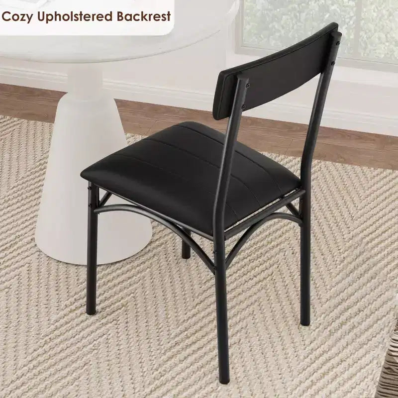 COZONY Lot de 2 chaises de salle à manger rembourrées, tabourets de bar en cuir PU, noir