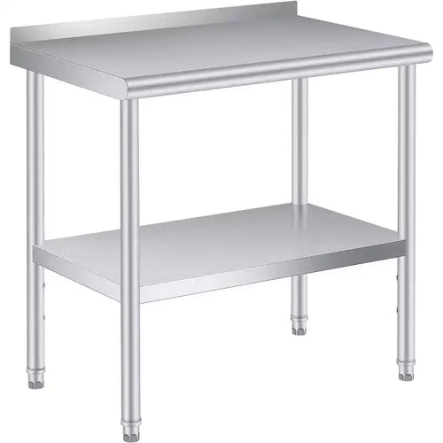 Table de préparation Acekool 36 x 24 en acier inoxydable avec crédence, étagère inférieure réglable et 4 roulettes, table de travail de qualité commerciale