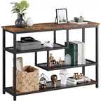 Industrial 4-Tier Console Table with Glass Shelves, Narrow Sofa Table 39.4 for Entryway, Living Room, Bedroom, Metal Frame Hallway Accent Table
