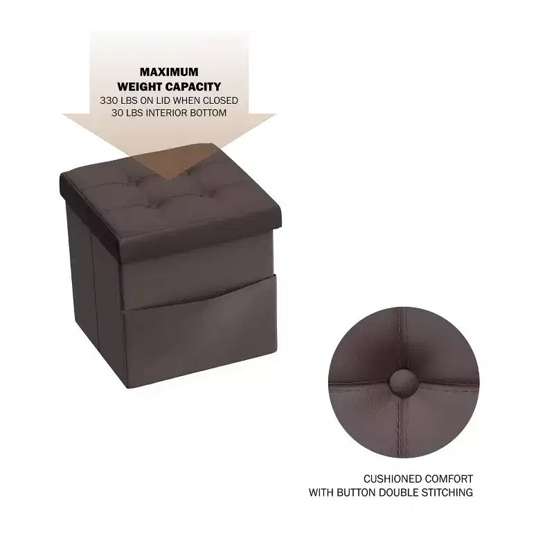 Pouff pliant en similicuir Lavish Home, Marron