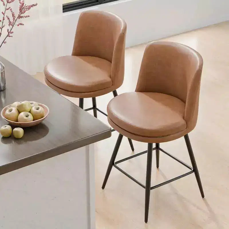 Tabouret de bar contemporain en cuir PU, pivotant, en cuir PU et de qualité durable
