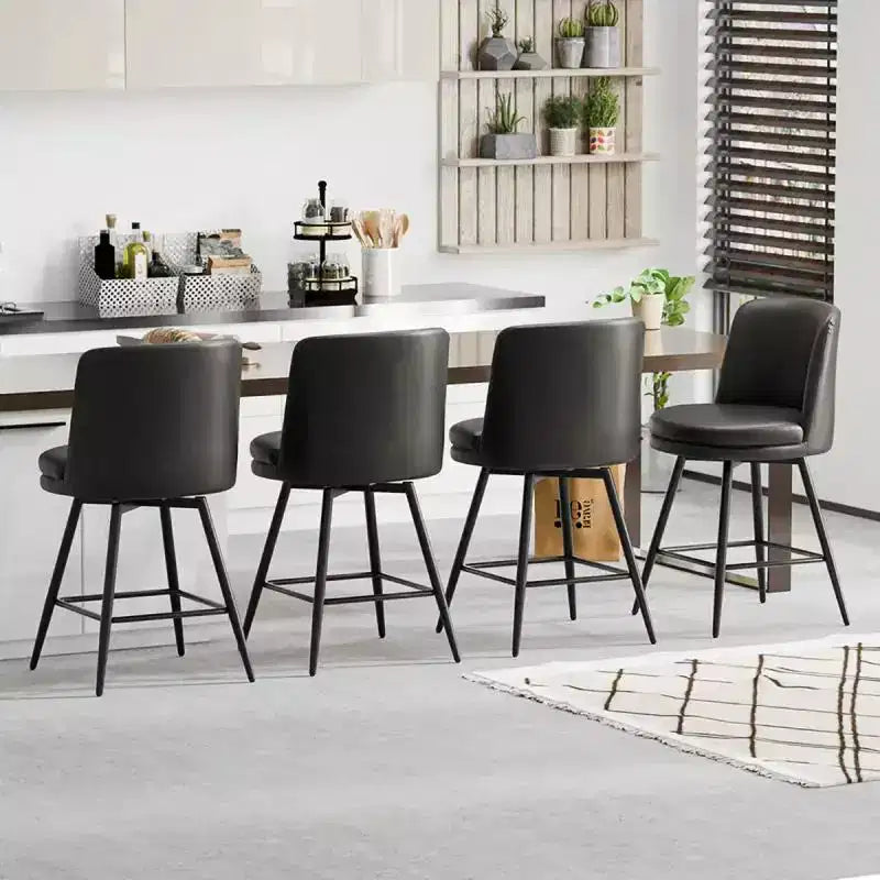Tabouret de bar contemporain en cuir PU, pivotant, en cuir PU et de qualité durable