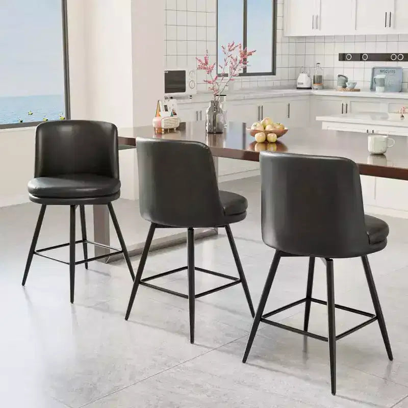 Tabouret de bar contemporain en cuir PU, pivotant, en cuir PU et de qualité durable