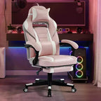 Chaise de bureau grande taille, Chaise de jeu en cuir à dossier haut avec repose-pieds, Chaise d'ordinateur ergonomique avec support lombaire et appui-tête, Base pivotante à 360°