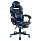 Chaise de bureau grande taille, Chaise de jeu en cuir à dossier haut avec repose-pieds, Chaise d'ordinateur ergonomique avec support lombaire et appui-tête, Base pivotante à 360°