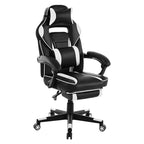 Chaise de bureau grande taille, Chaise de jeu en cuir à dossier haut avec repose-pieds, Chaise d'ordinateur ergonomique avec support lombaire et appui-tête, Base pivotante à 360°