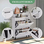 Meuble à chaussures avec 2 tiroirs basculants pour entrée, organisateur de meuble à chaussures autoportant avec rangement ouvert, meuble d'angle à chaussures autoportant