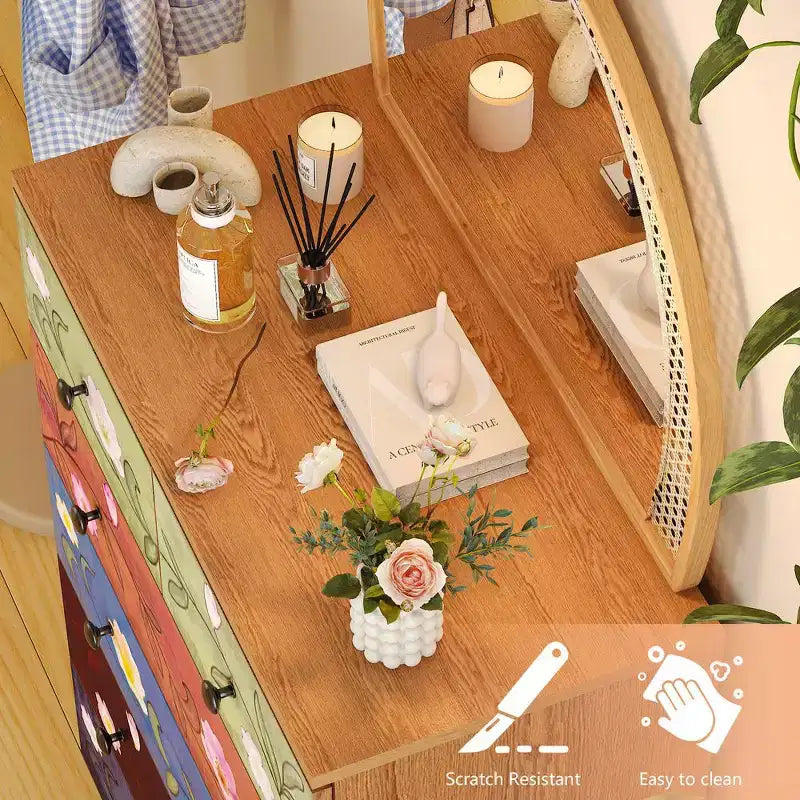 Commode Karl Home à 6 tiroirs en panneaux de particules marron de 66 cm de large