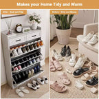 Meuble à chaussures avec 3 tiroirs basculants et 2 tiroirs, Meuble de rangement à chaussures pour entrée, Meuble à chaussures étroit pour entrée, Blanc