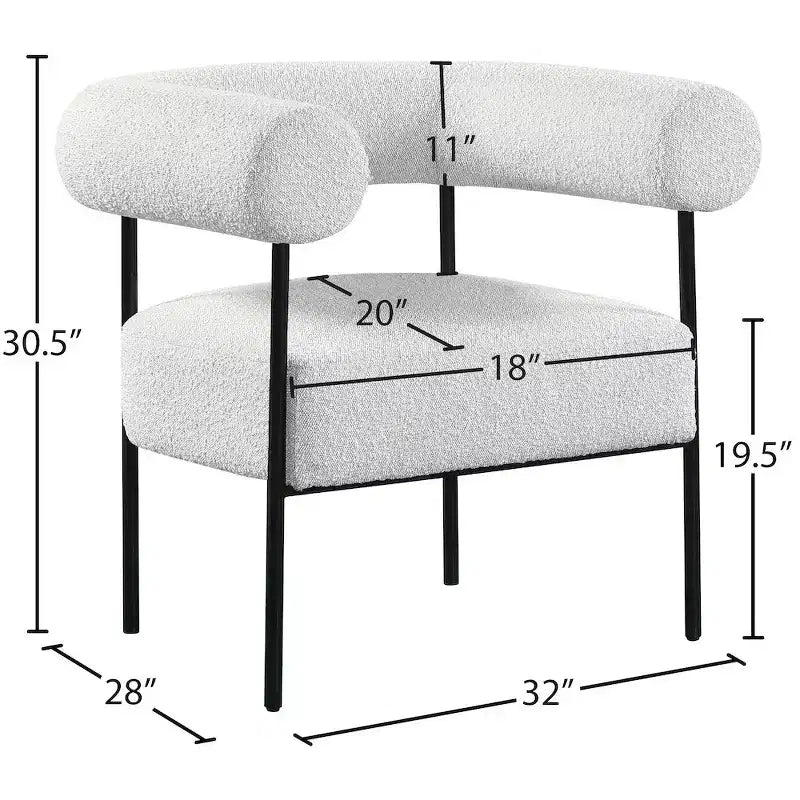 Meridian Furniture, fauteuil d'appoint Blake en tissu bouclette